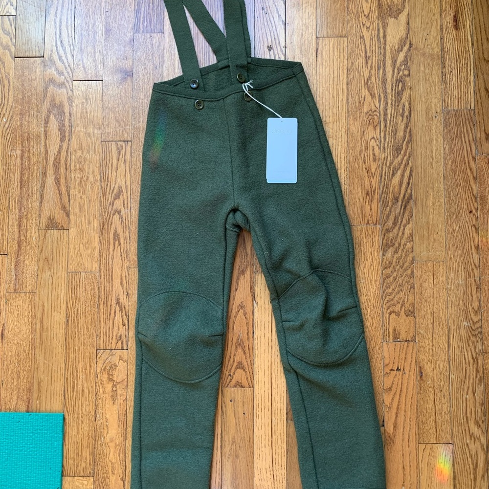 Disana Boiled Wool Dungaree overalls in olive green - size boys 6-8
